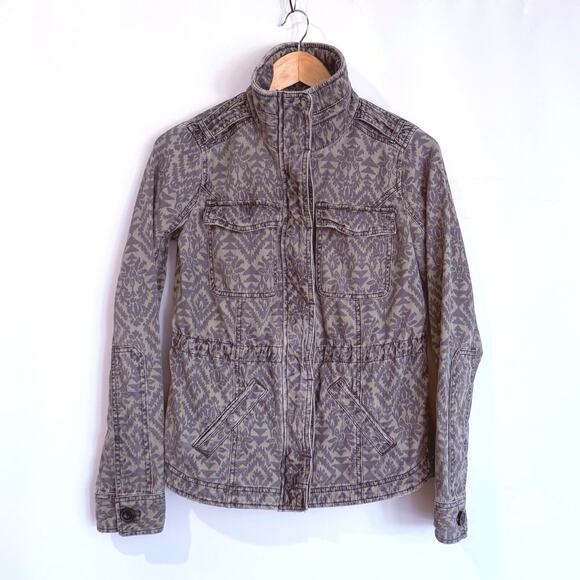 Abercrombie & Fitch Jacket XS Field Utility Floral Camo Green Cotton Distressed - Picture 1 of 16